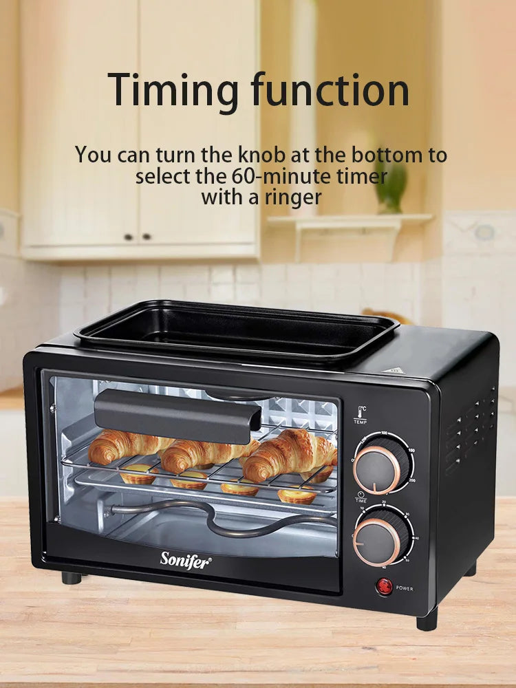 Electric Oven SF-4048A 700W 7L Mini Toaster Oven with Grill Plate Timer Multifunction Baking Cooker for Home Kitchen
