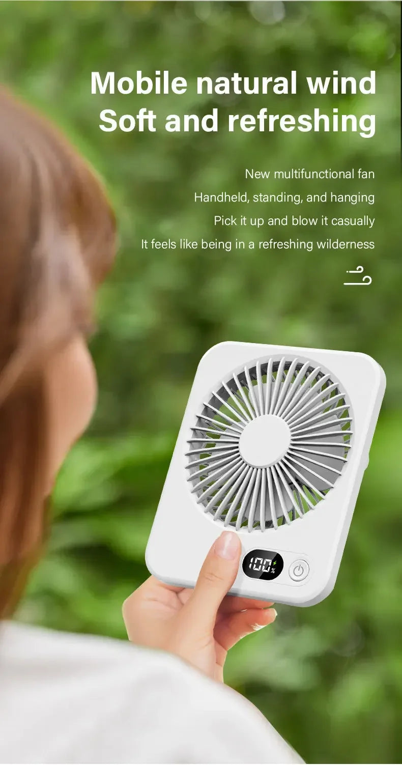 Portable Desk Fan USB Rechargeable Fan 180° Tilt Folding Personal Fan With Power Display 5 Speeds Ultra Quiet Table