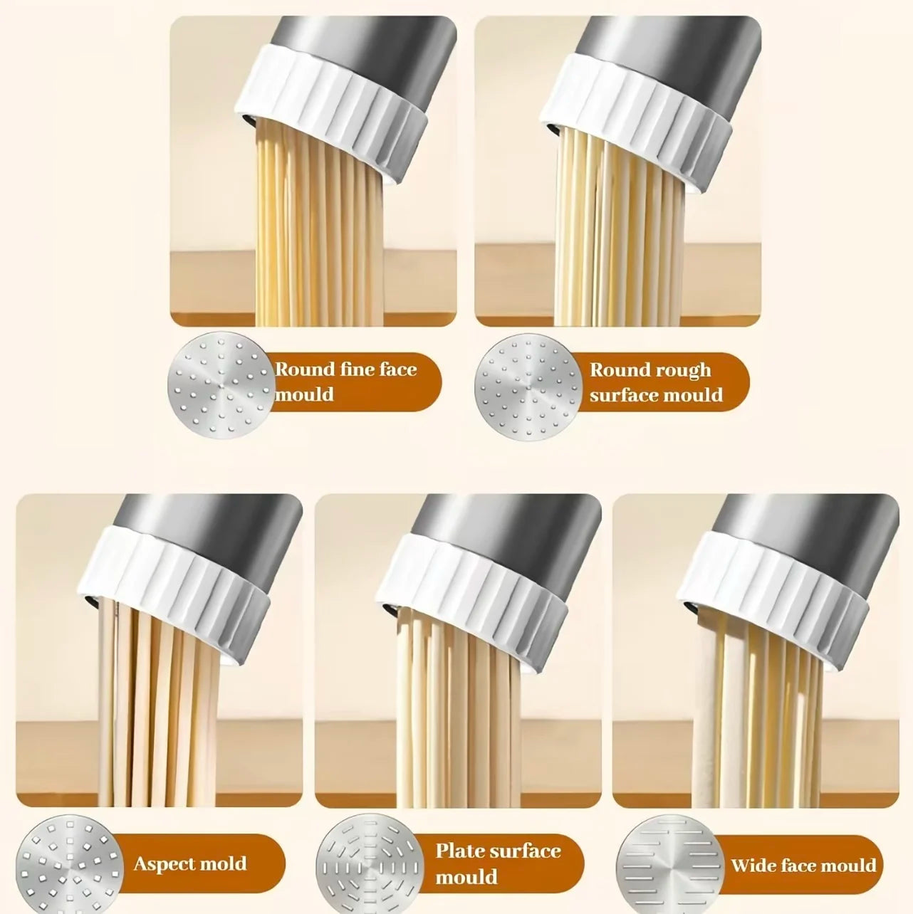 Cordless、Rechargeable、Battery、Electric Pasta Maker、5‑in‑1、Handheld、Automatic、5 Shaping Discs、Multiple Pasta Shapes、Home