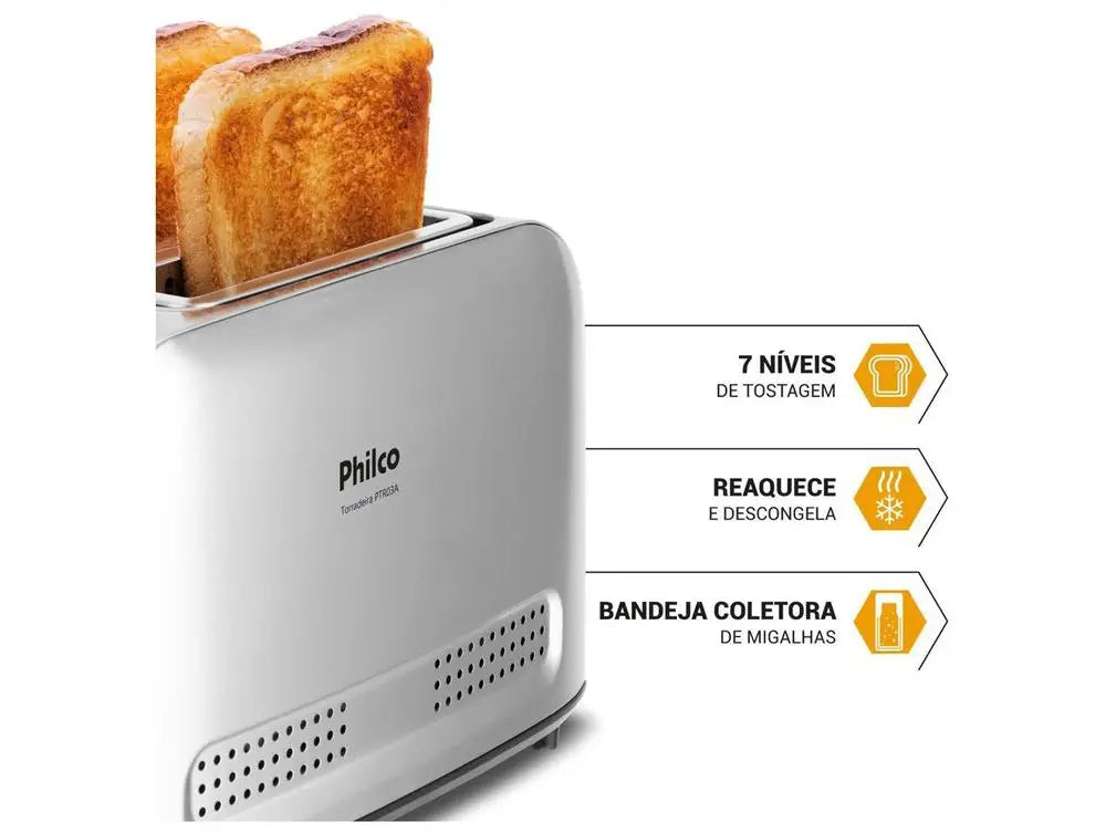 Philco Toaster Inox 2 Slice 7 Levels Toaster PTR03A - 110V