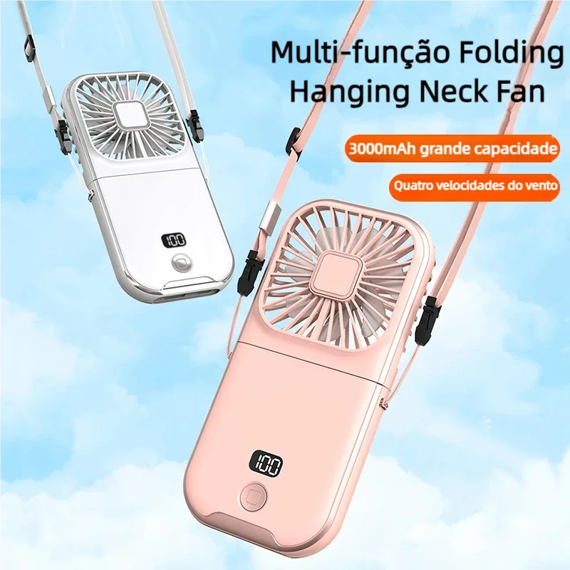 Foldable Hanging Neck Fan Cooling Desktop Refrigeration Handheld USB Mini Fan Camping Mute Ventilador Air Cooler for Sports
