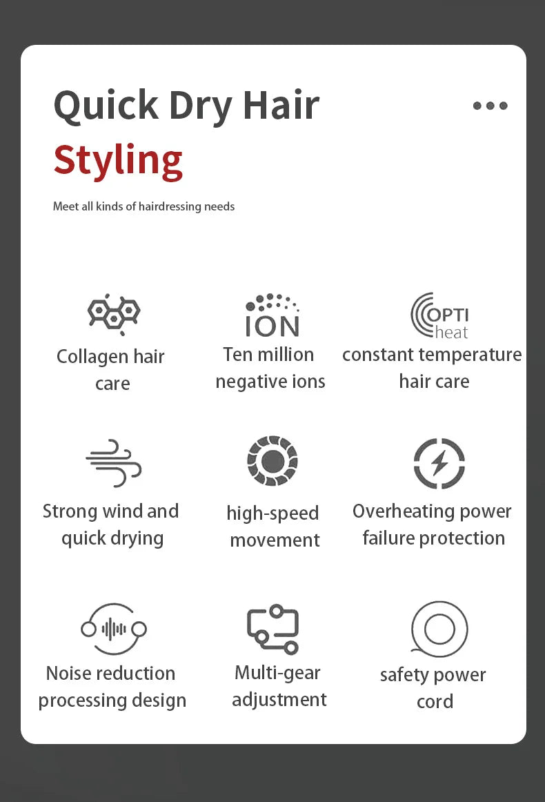 New X6 Hair Salon Professional Hair Dryer 2400W High Power Strong Wind Speed Drying Home Hairdryer Recommended Hairdryer