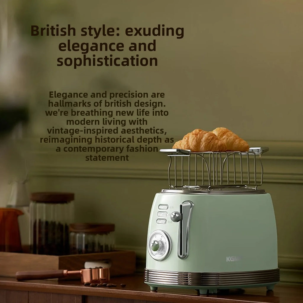 Retro 2 Slice Toaster with Warming Rack Adjustable Browning Control Pastel Green Bread Toaster for Home Breakfast Kitchen 토스터기