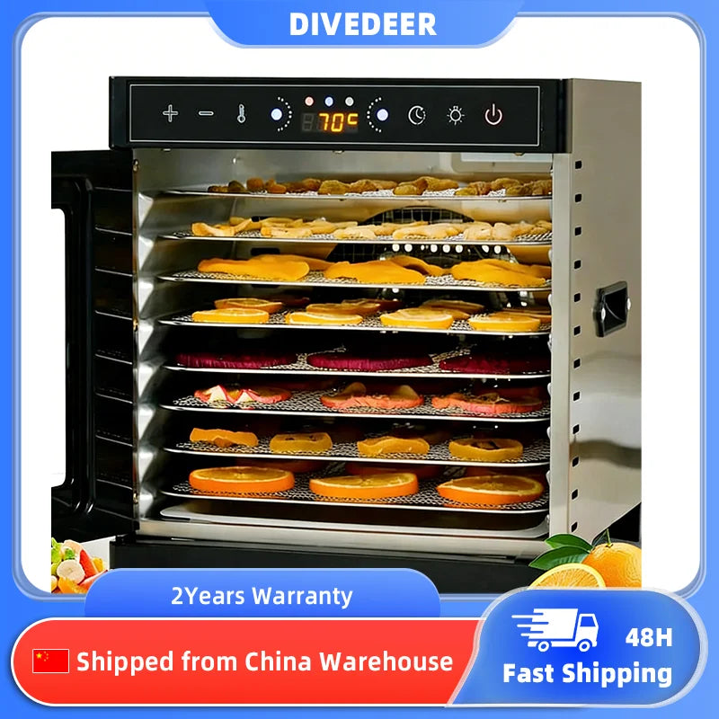 DIVEDEER Home Food Dehydrator with Warmer Plate, Juicer with Pulp Separator, Vegetable Dryer, Fully Automatic