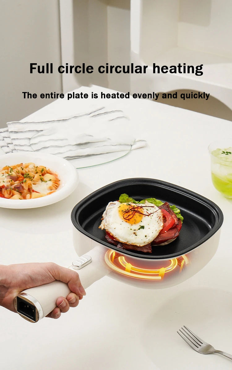 DMWD Electric Frying Pan Household Mini Stir-frying Pot Non-stick Steaks Pancakes Electric Skillet Multicooker 2 Firepower 600W