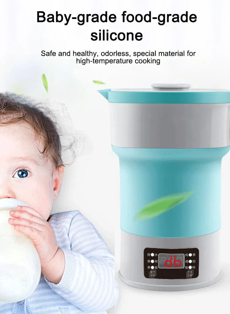 12/24V Multi Portable Foldable Silicone Pot For Travel  Smart Teapot Temperature Control Rapid Heating Kettle Electric Cook Hot