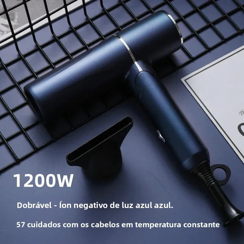 New Foldable Hair Dryer Blue Light Negative Ion Hair Care 1200W High Power Fast Drying Home Student Dormitory Travel Hair Dryer