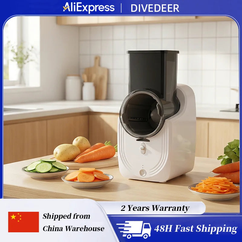 DIVEDEER Multi-Function Electric Cyclone Vegetable Cutter Home Kitchen Wonder: Storm-Powered Shredder & Slicer