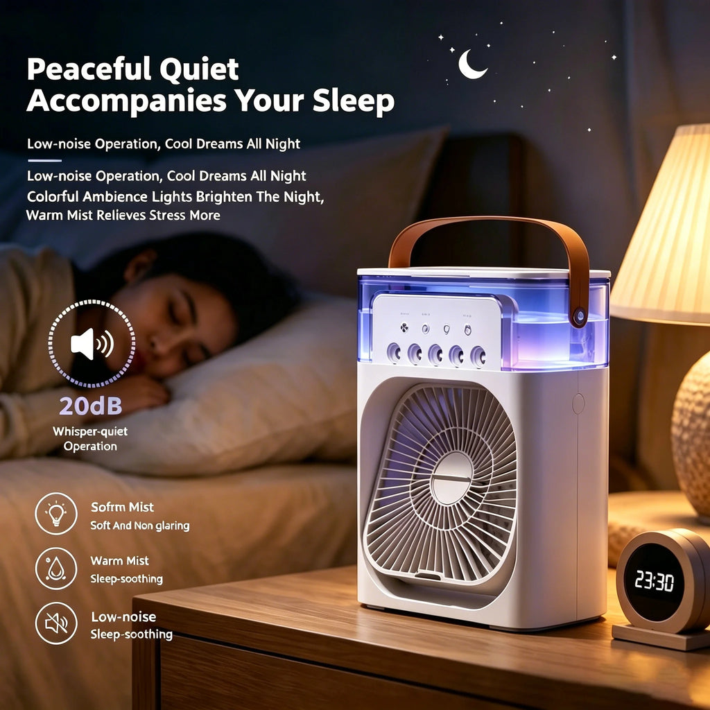Lenovo 5 Holes Air Conditioner Fan USB Air Cooler Humidifier Water Portable Mist Spray LED Night Light Desktop Cooling Fan 2026