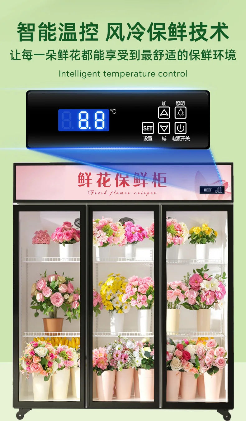 HXL Flower Shop Commercial Fresh Flower Preservation Cabinet Large Capacity Air-Cooled Freezer Refrigerated Fresh Preservation