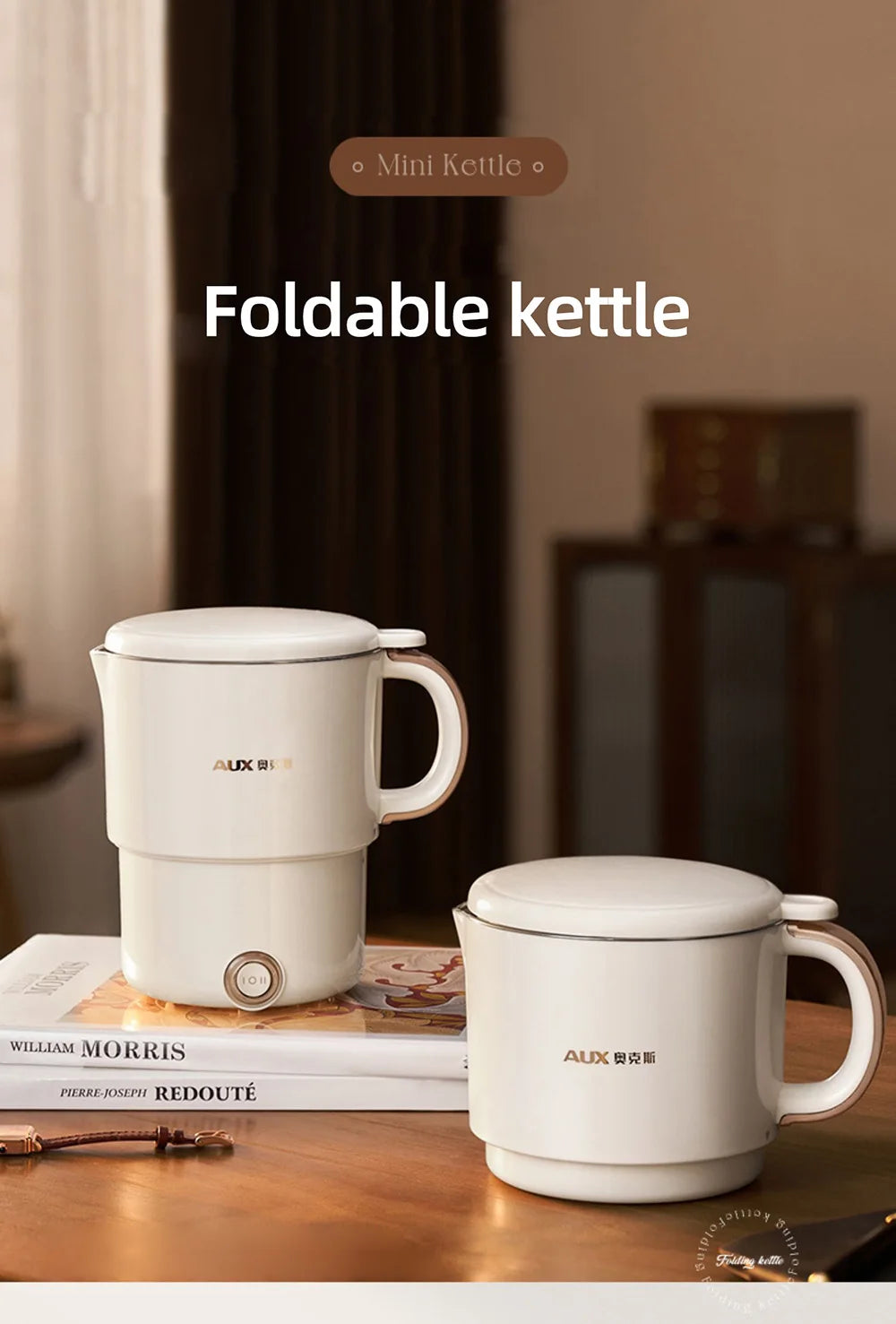 800ml Foldable Electric Kettle, Portable Cooking Pot, Multi Stove Travel Kettle, Tea Pot, Heating Cup, 304 Stainless Steel Slow