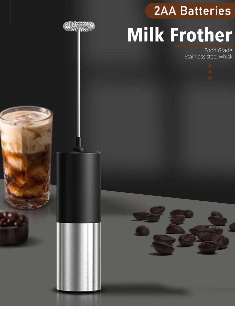 Electric Milk Frother Foam Maker Mixer for Coffee, Electric Portable Whisk Drink Mixer Mini Foam Maker Frothing Battery Powered