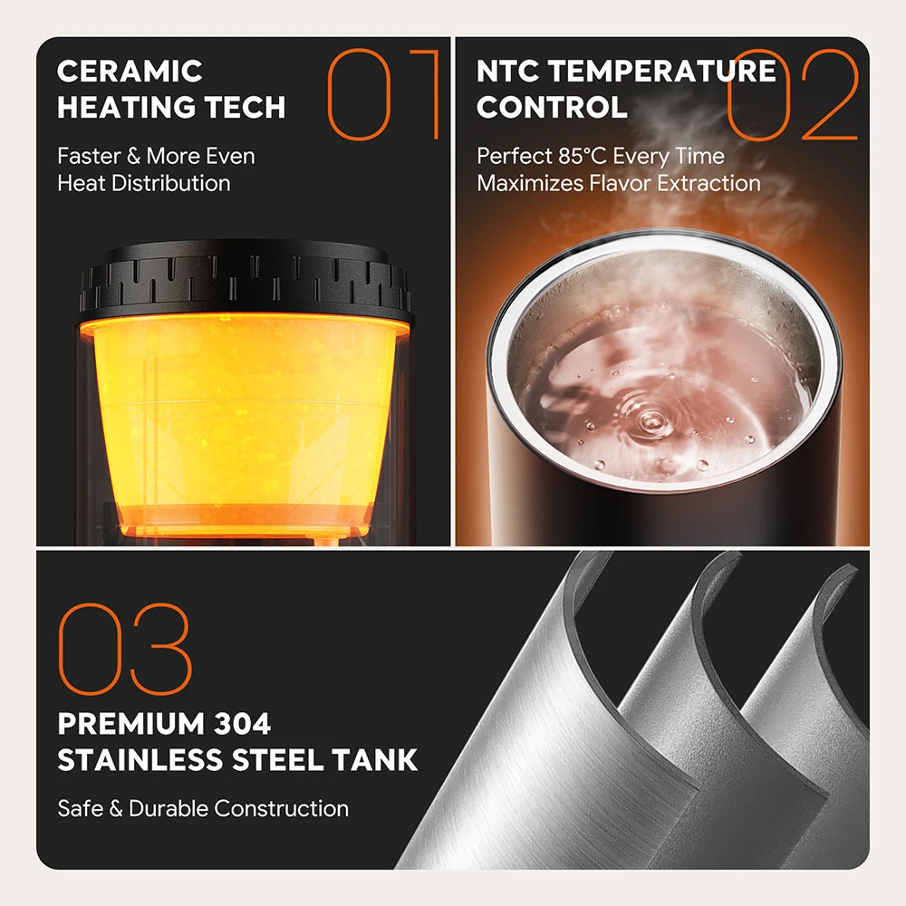 Coffee Machine Travel Portable Espresso for Car & Home Camping Coffee Maker 2-in-1 Capsule Powder Nespresso or Dolce Gusto