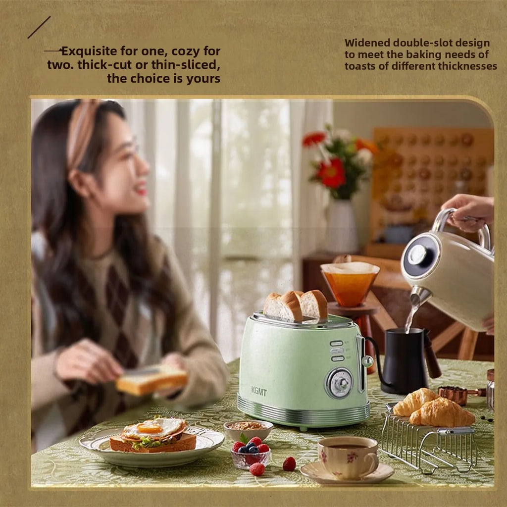 Retro 2 Slice Toaster with Warming Rack Adjustable Browning Control Pastel Green Bread Toaster for Home Breakfast Kitchen 토스터기