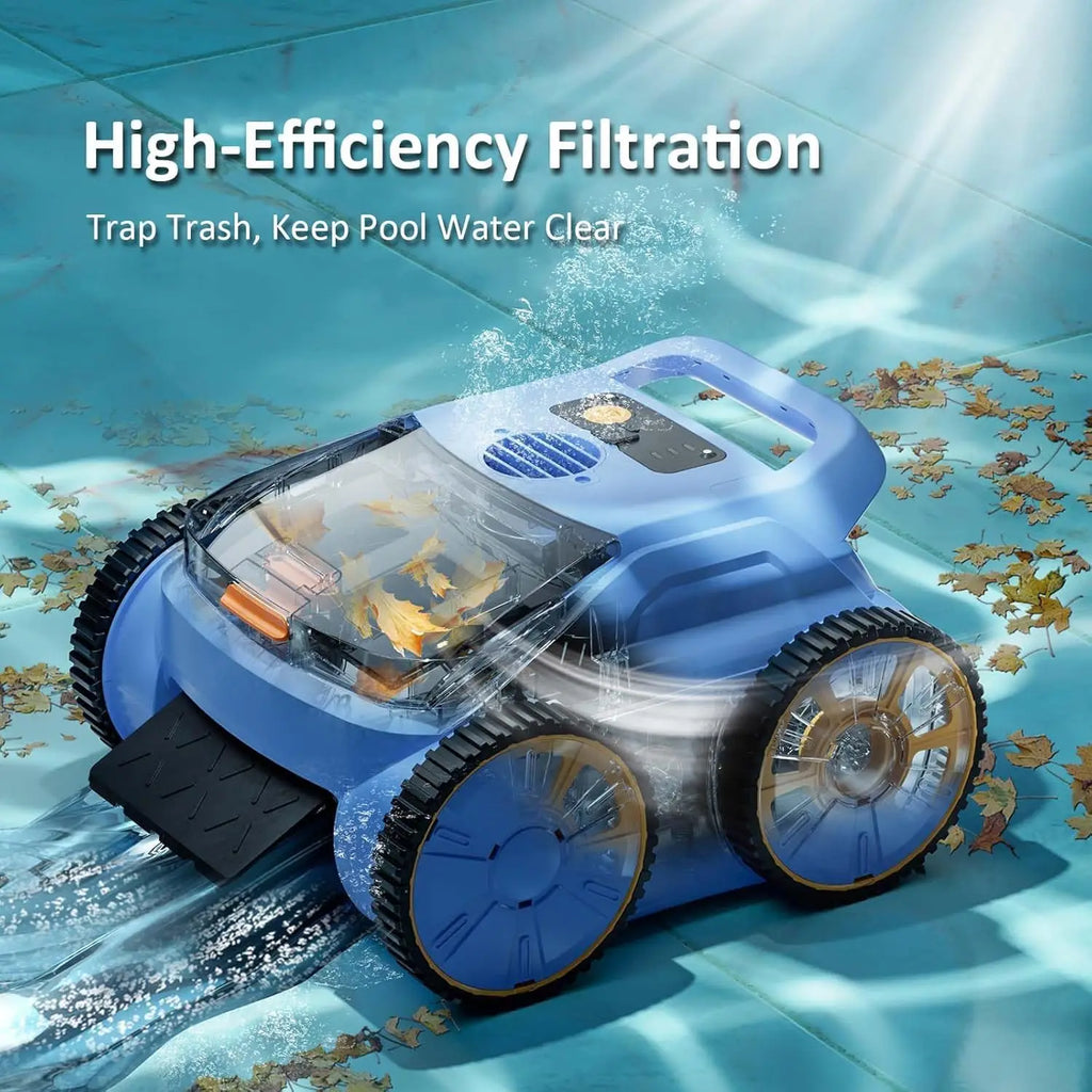 Cordless Robotic Pool Cleaner, 180 Mins Runtime Self-Parking Pool Vacuum For Above Ground Pools, Wall Climbing Automatic Pool Ro