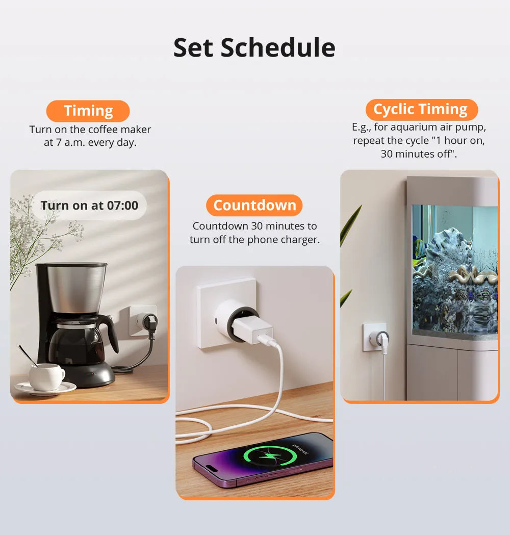 SONOFF S60  EU/UK WiFi Smart Plug with Power Monitor Outlet  Smart Socket Overload Protection Timer for Alexa Google Home Alice