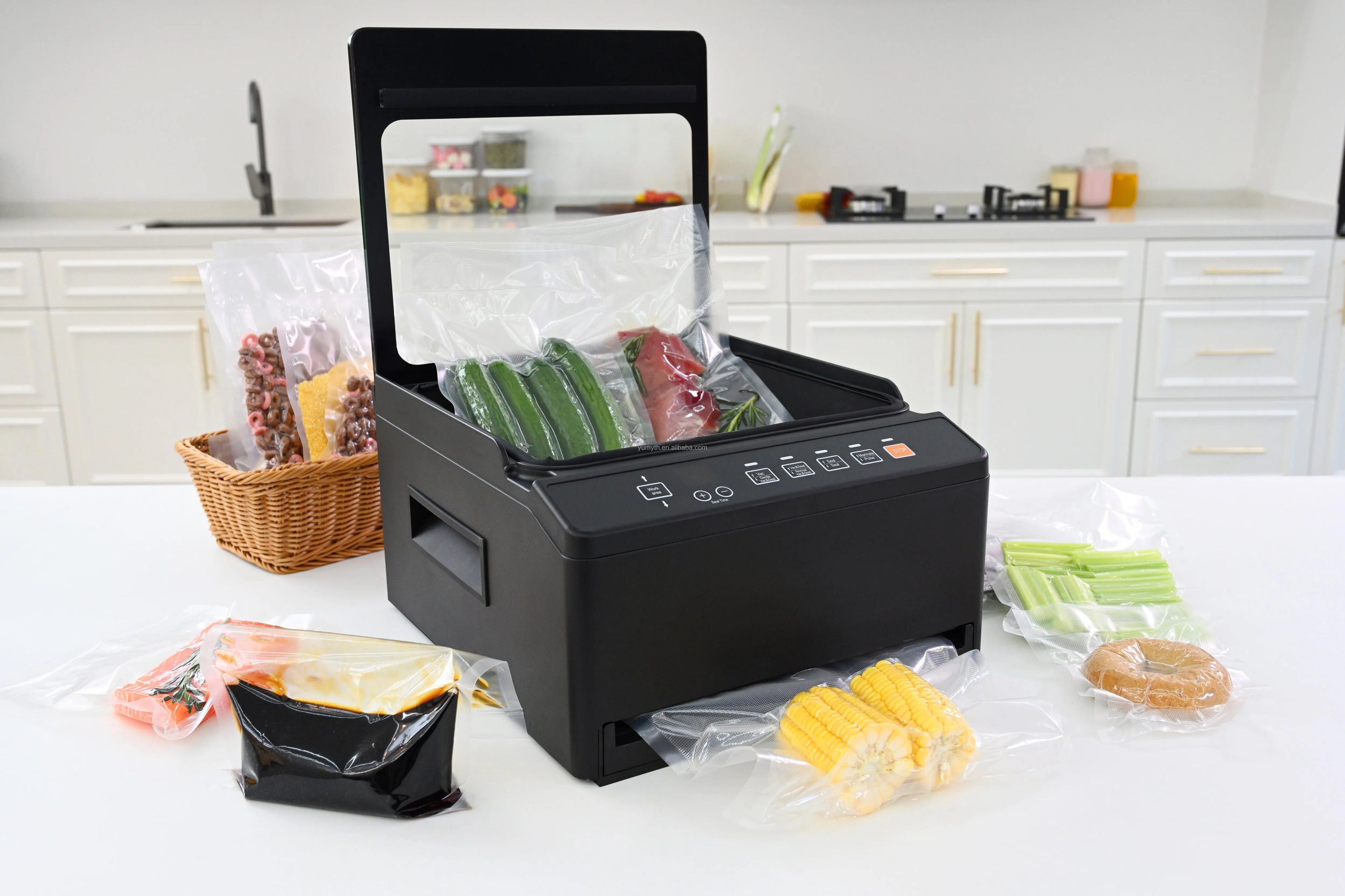 Professional Food Vacuum Packer 95KPa Automatic Sealer Double Seams Dry Moist Built-in Cutter Home Fresh Storage Appliances