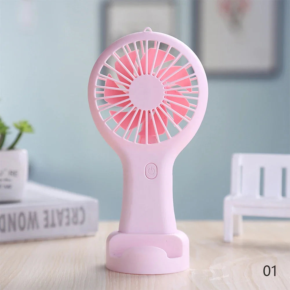 Mini Handheld Small Fan 3 Gears Portable Silent Office Desk Student on Dormitory Charging Outdoor Hand Holding Fan Small