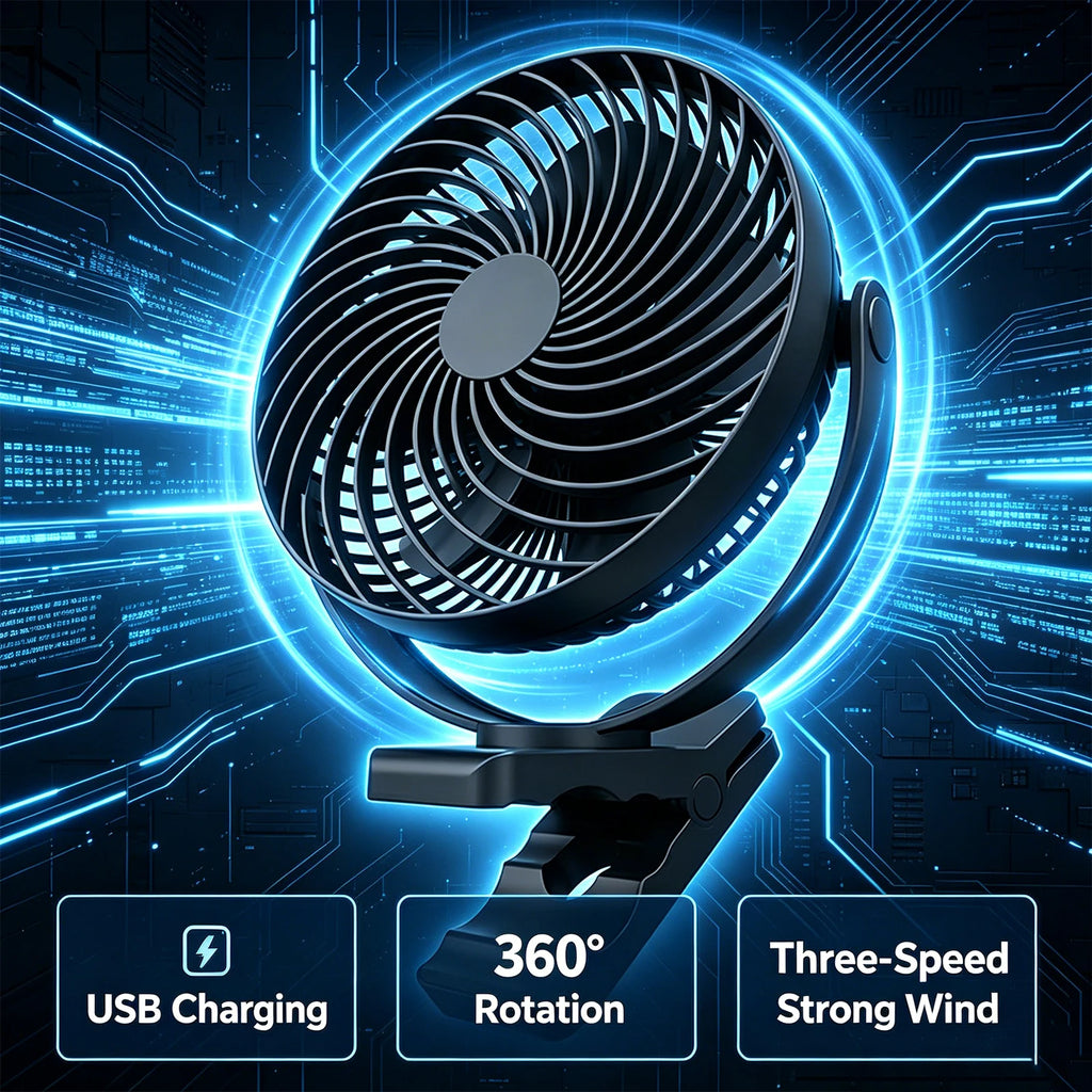 6-Inch Rechargeable Battery Operated Clip on Fan, Air Circulating USB Fan,Portable for Outd Camping Tent Beach or Car