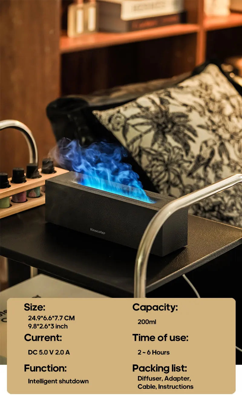 KINSCOTER Flame Aroma Diffuser Air Humidifier Ultrasonic Cool Mist Maker Fogger LED Essential Oil Flame Lamp Difusor