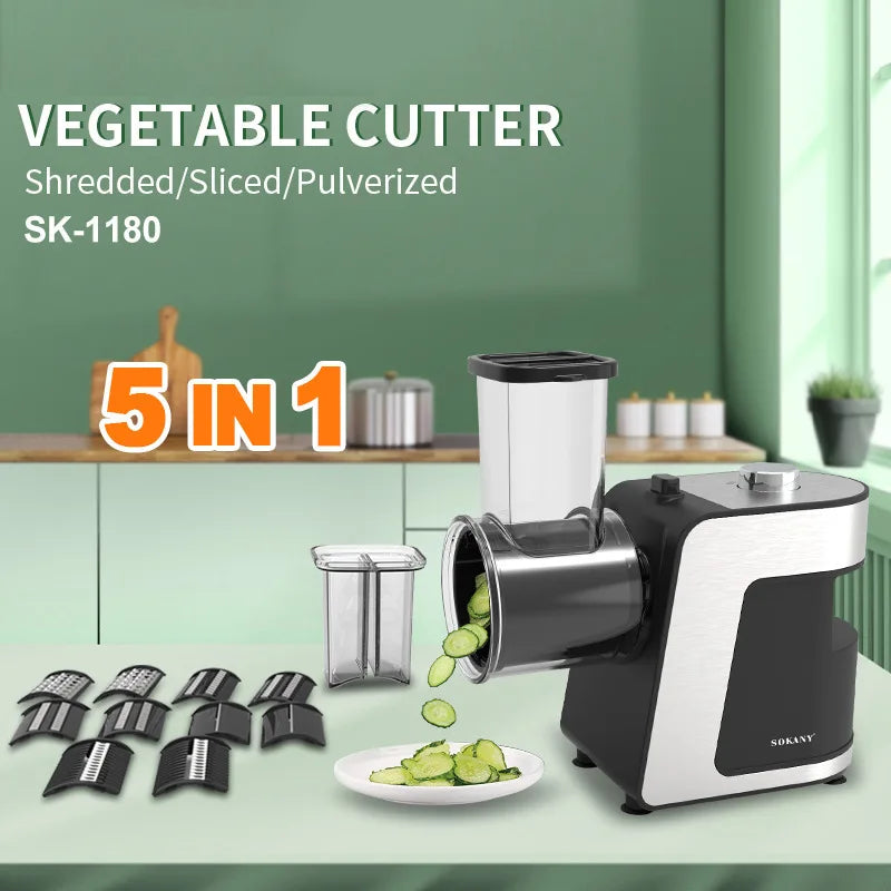 DIVEDEER Electric Vegetable Cutter: Multi-Function Vegetable Slicer and Shredder, All-in-One Potato and Cucumber Shredder