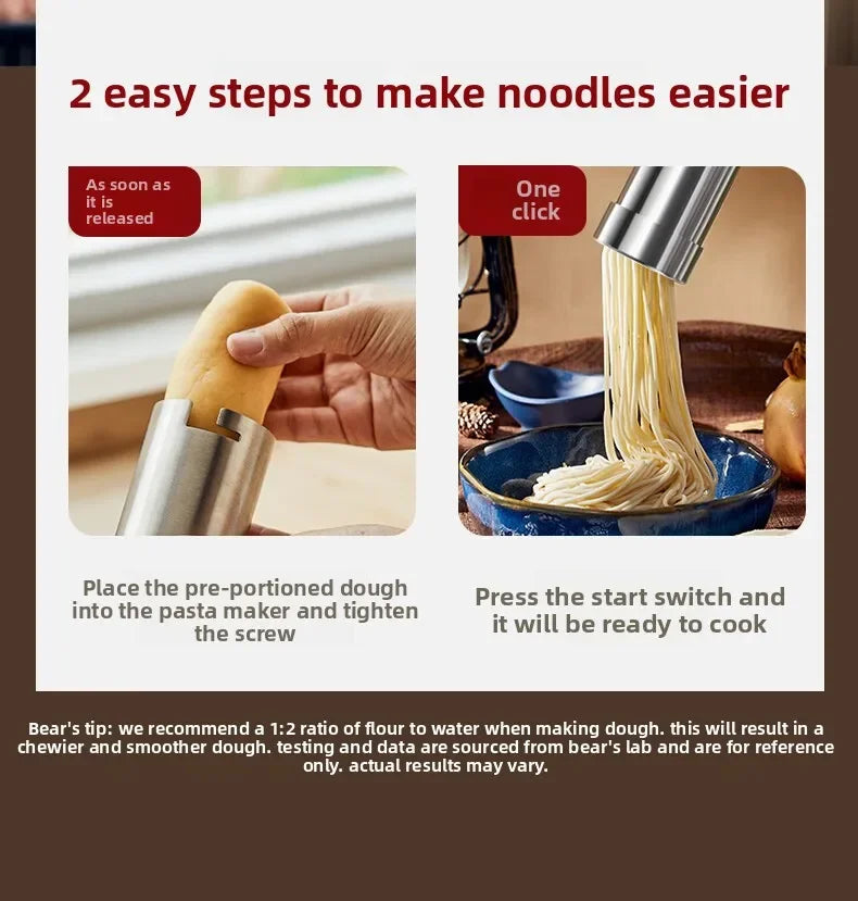 Wireless Handheld Electric Noodle Machine 5 Interchangeable Dies Stainless Steel Auto Pasta Maker Easy Clean Long Lasting