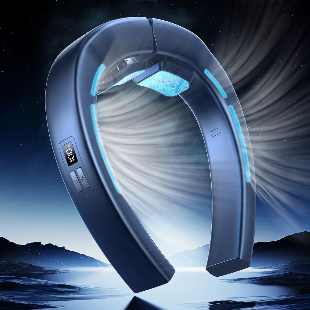 New Wearable Air Conditioner Hanging Neck Fan USB 22.5W Super Fast Charging Dual Cooling 6000mAh High Wind Power Ice Sensing Fan