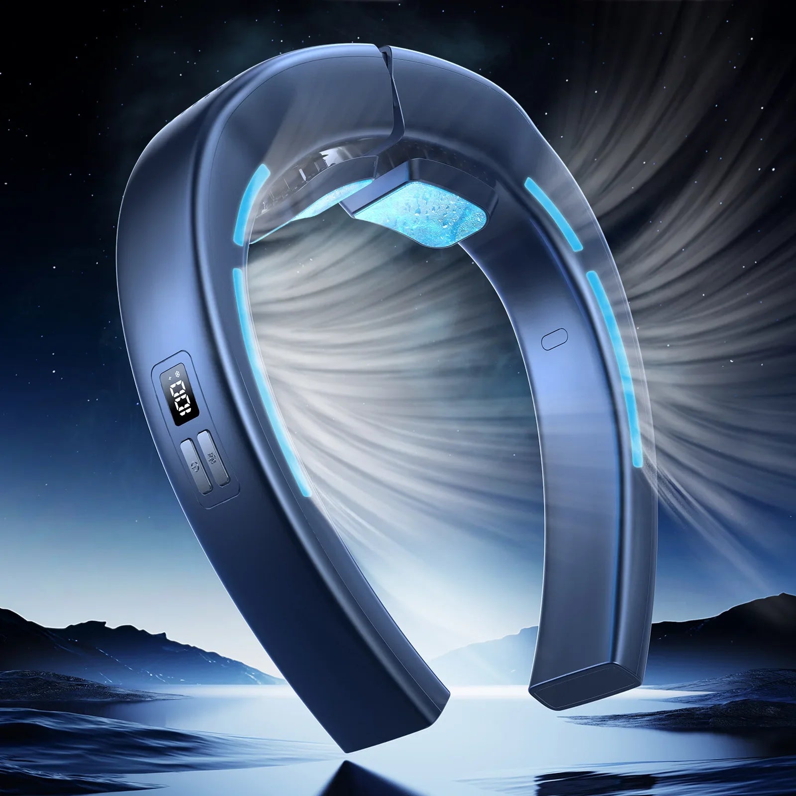 New Wearable Air Conditioner Hanging Neck Fan USB 22.5W Super Fast Charging Dual Cooling 6000mAh High Wind Power Ice Sensing Fan