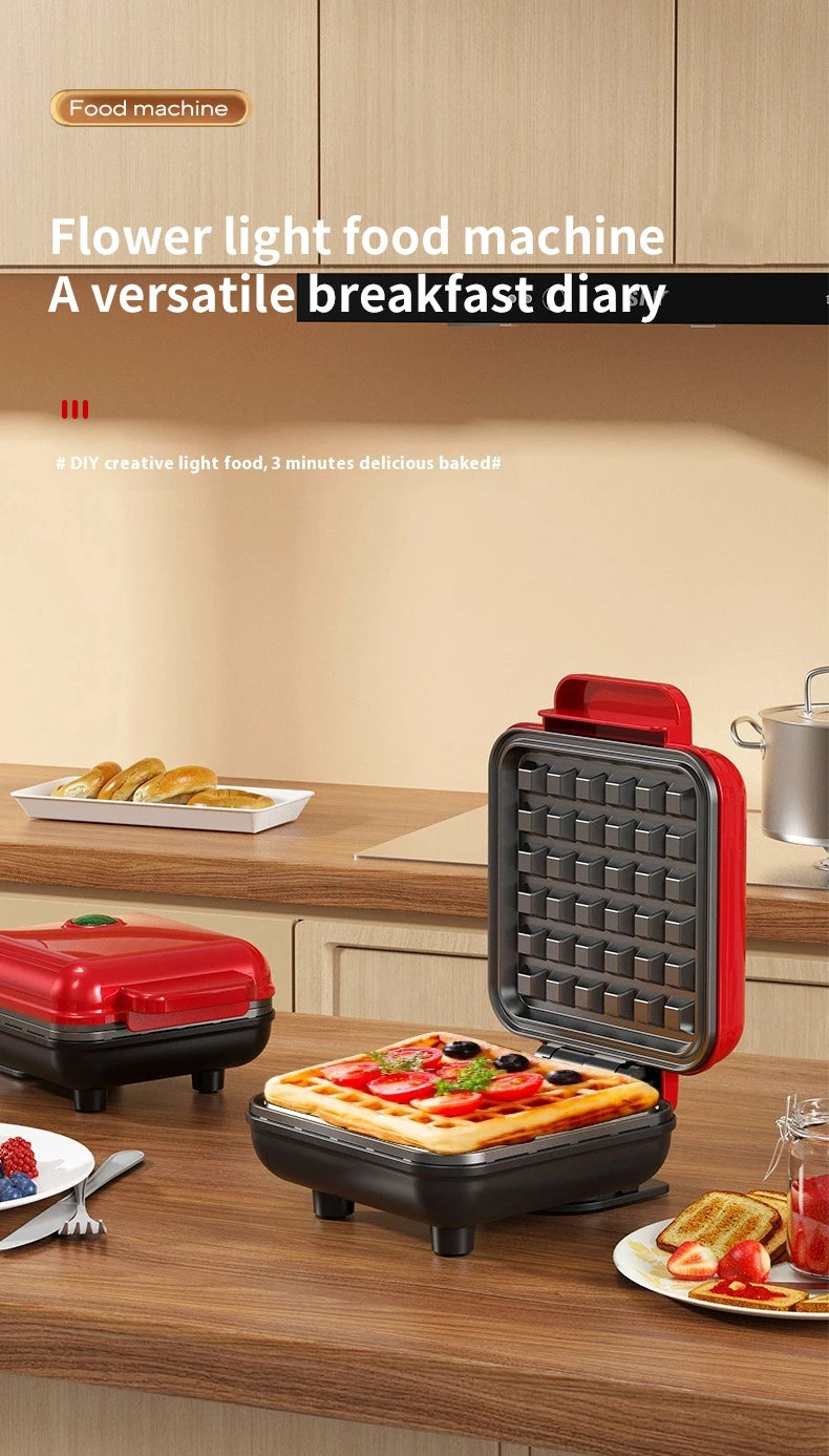 110V Donut Cake Baking Tray Household Breakfast Electric Baking Pan, Fully Automatic Multifunctional Mini Waffle Biscuit Machine