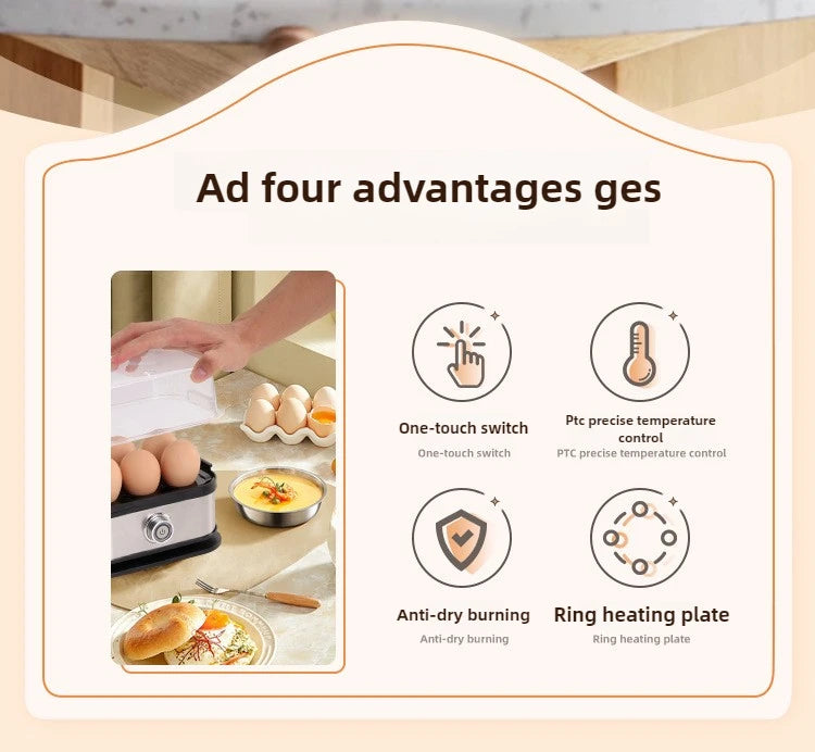 Egg Boiler and Steamer, Kitchen Appliance for Quick Boiling and Steaming Eggs, Mini Breakfast Maker,food Steaming Cooker