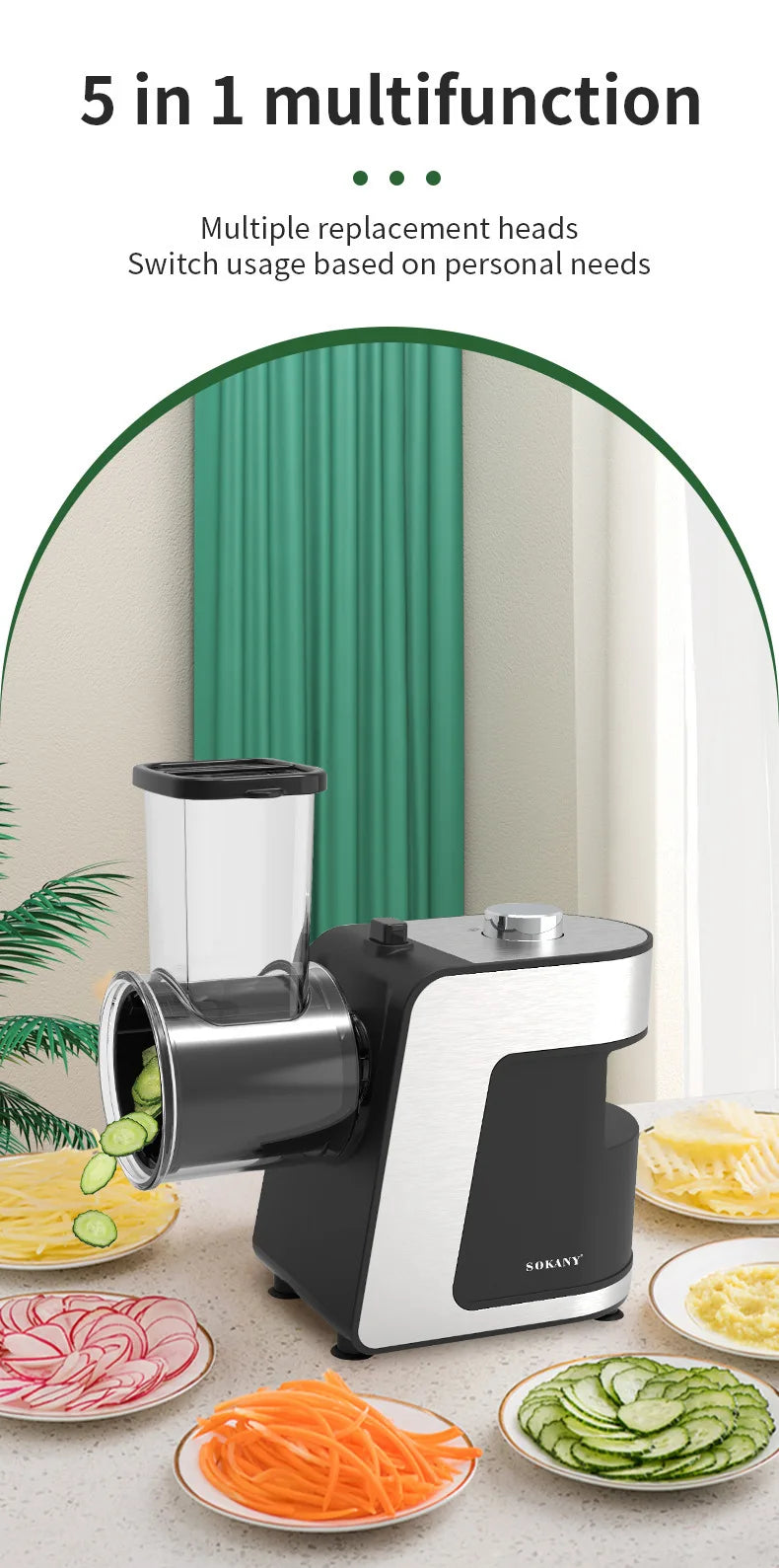 DIVEDEER Electric Vegetable Cutter: Multi-Function Vegetable Slicer and Shredder, All-in-One Potato and Cucumber Shredder