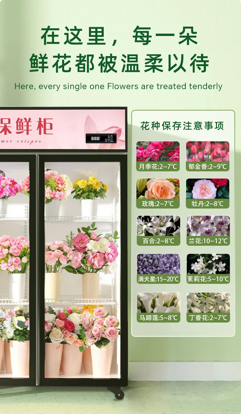 HXL Flower Shop Commercial Fresh Flower Preservation Cabinet Large Capacity Air-Cooled Freezer Refrigerated Fresh Preservation