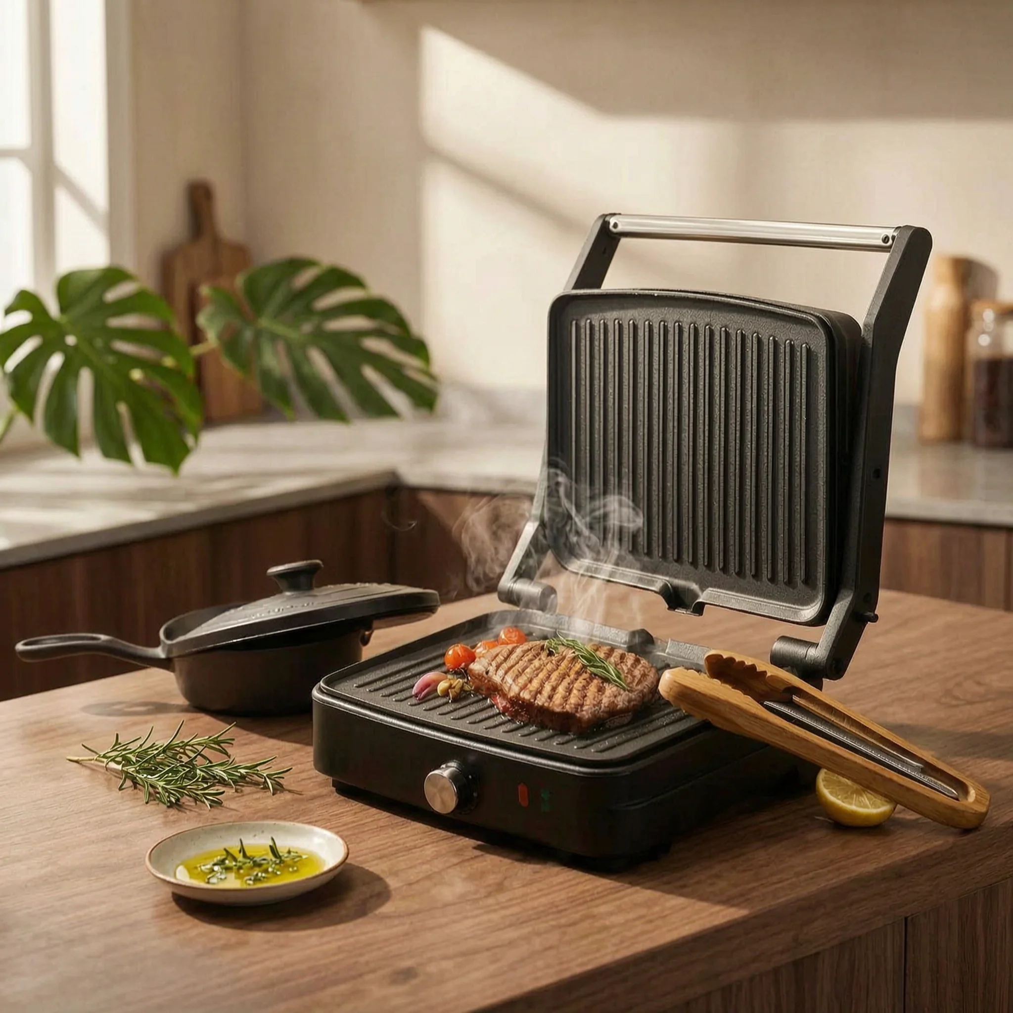Sandwich Grill 220V Electric Grill Press Countertop Appliance Nonstick Plates Adjustable Heat for Home