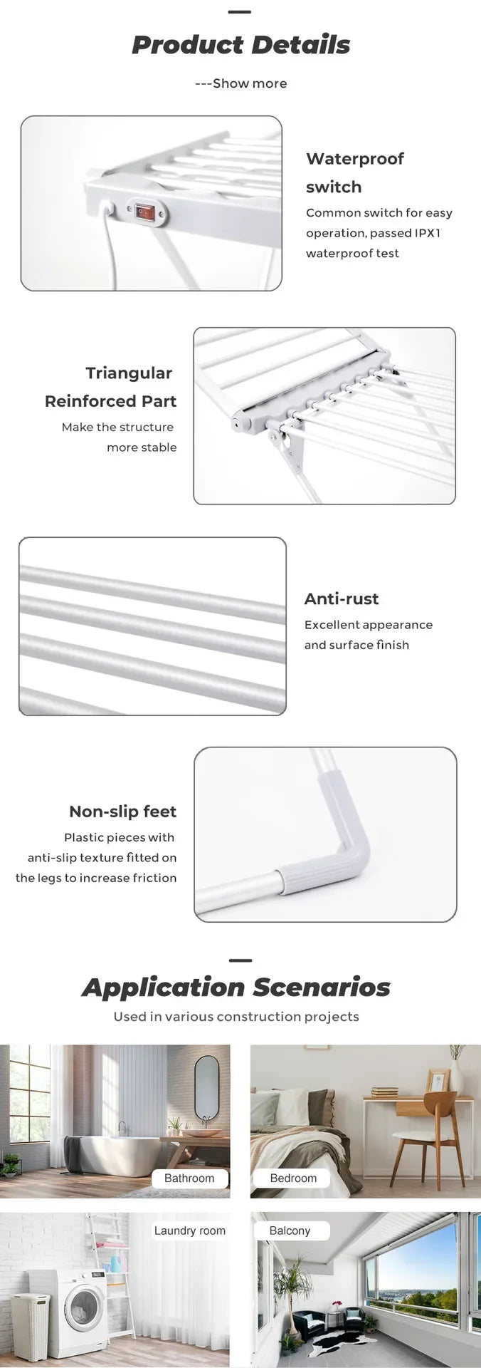 Electric Heated Clothes Drying Rack, 230W Foldable Airer with Constant Temperature for Home Use