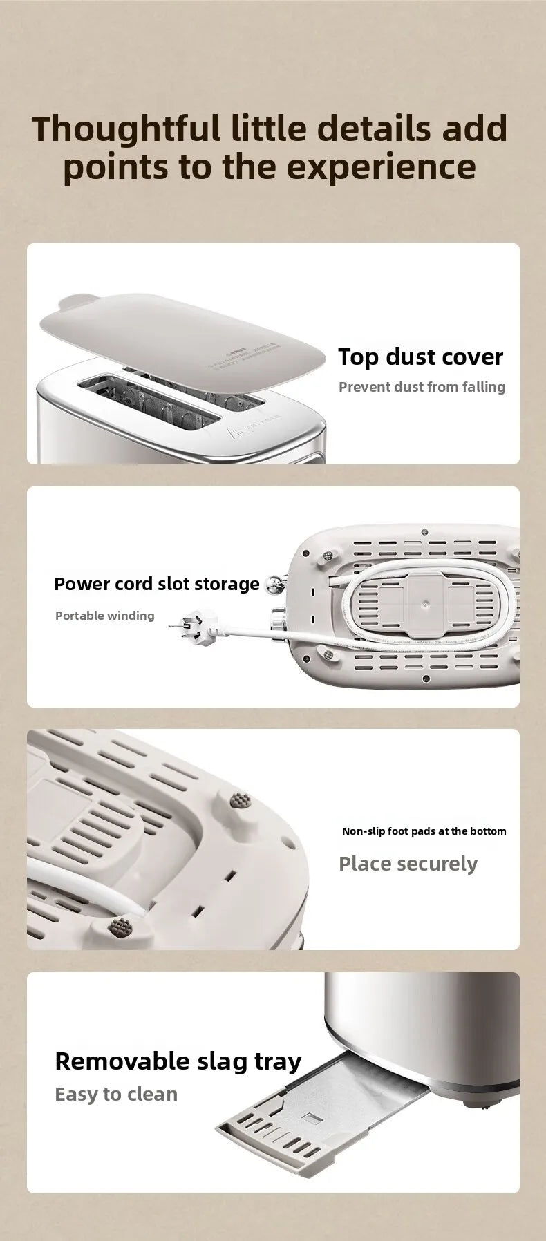 37mm Wide Slot Stainless Steel 2 Slice Toaster with Warming Rack Adjustable Browning Pop Up Breakfast Bread Toaster 토스터기