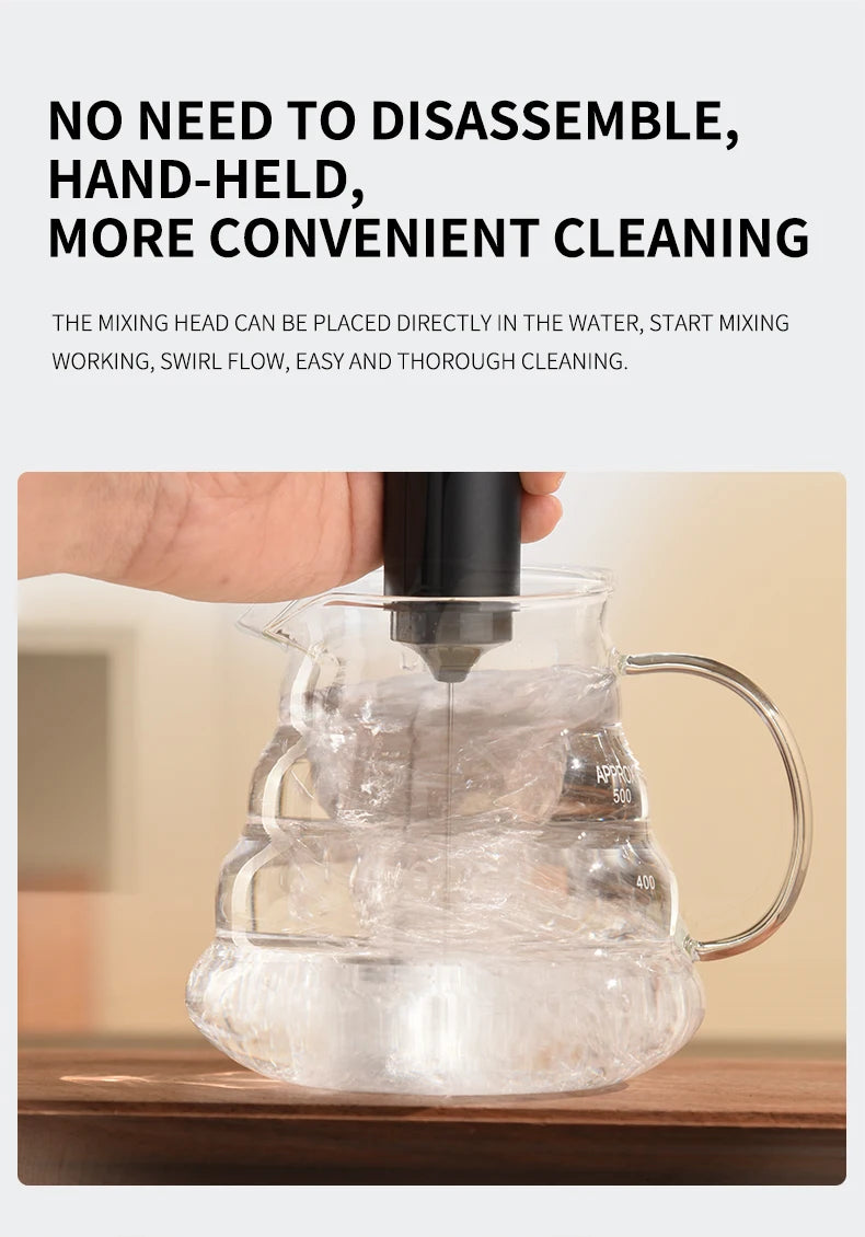 Electric Milk Frother Rechargable Kitchen Stirrer Handheld Coffee Frothing Wand Foam Maker Lattes Whisk Drink Mixer Egg Beater