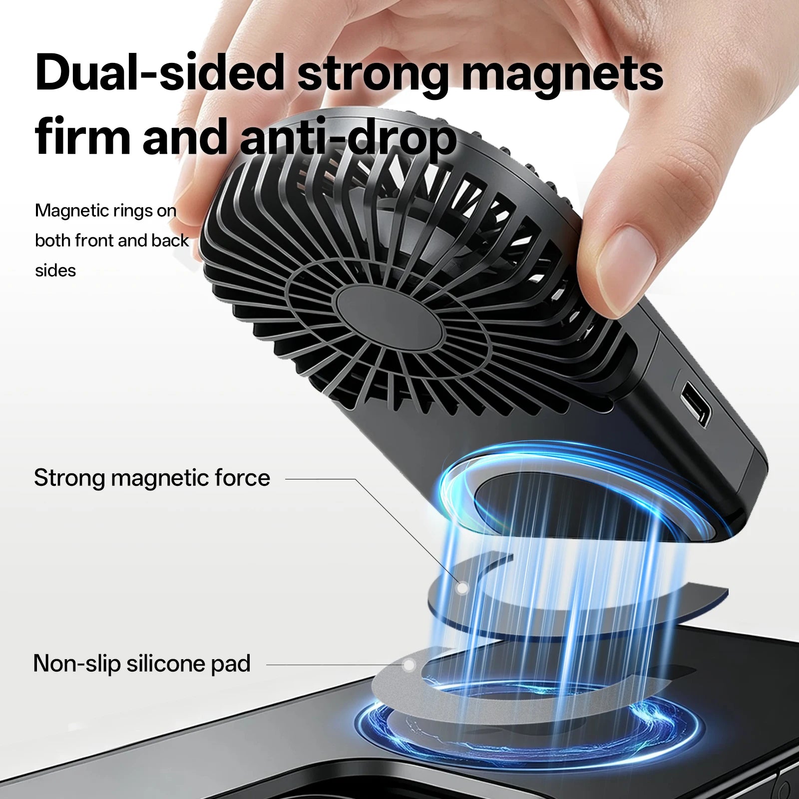 OPOLAR Portable Handheld Mini Fan Foldable Neck Hanging Fans 5 Speed USB Rechargeable Fan,LED Display Handheld & Desk Fan 2000mA