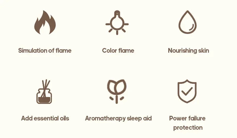 Essential Oil Aroma Diffuser, Flame Air Humidifier, Ultrasonic Fresh Mist, Diffuser with Realistic Fire RGB, Night Light