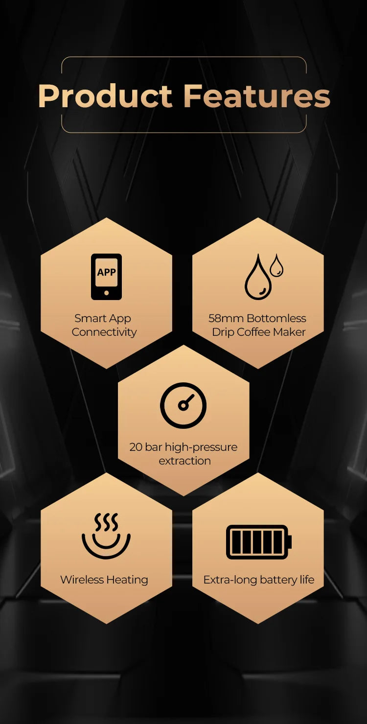 IKAPE Kapo K2 Portable Coffee Machine/Bluetooth Connection/Timer Function,51/58mm Espresso Bottomless Portafilter,Camping/Home