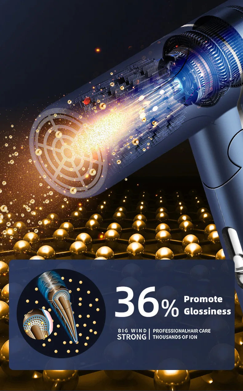 New Foldable Hair Dryer Blue Light Negative Ion Hair Care 1200W High Power Fast Drying Home Student Dormitory Travel Hair Dryer