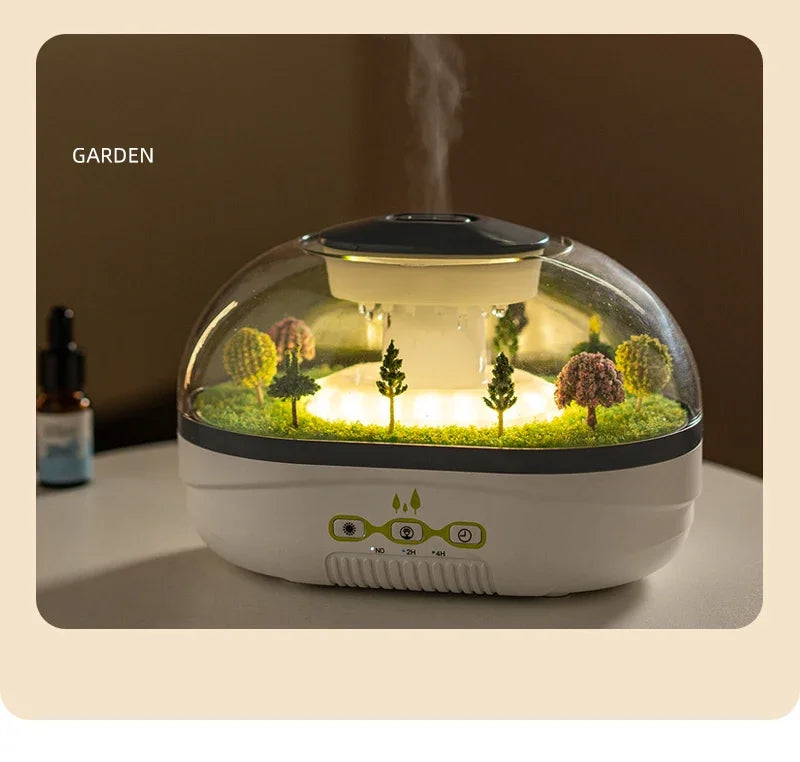 Snowman Landscape Aroma Humidifier with Colorful Led Light Essential Oil Diffuser Ultrasonic Raindrop Air Humidifier for Home