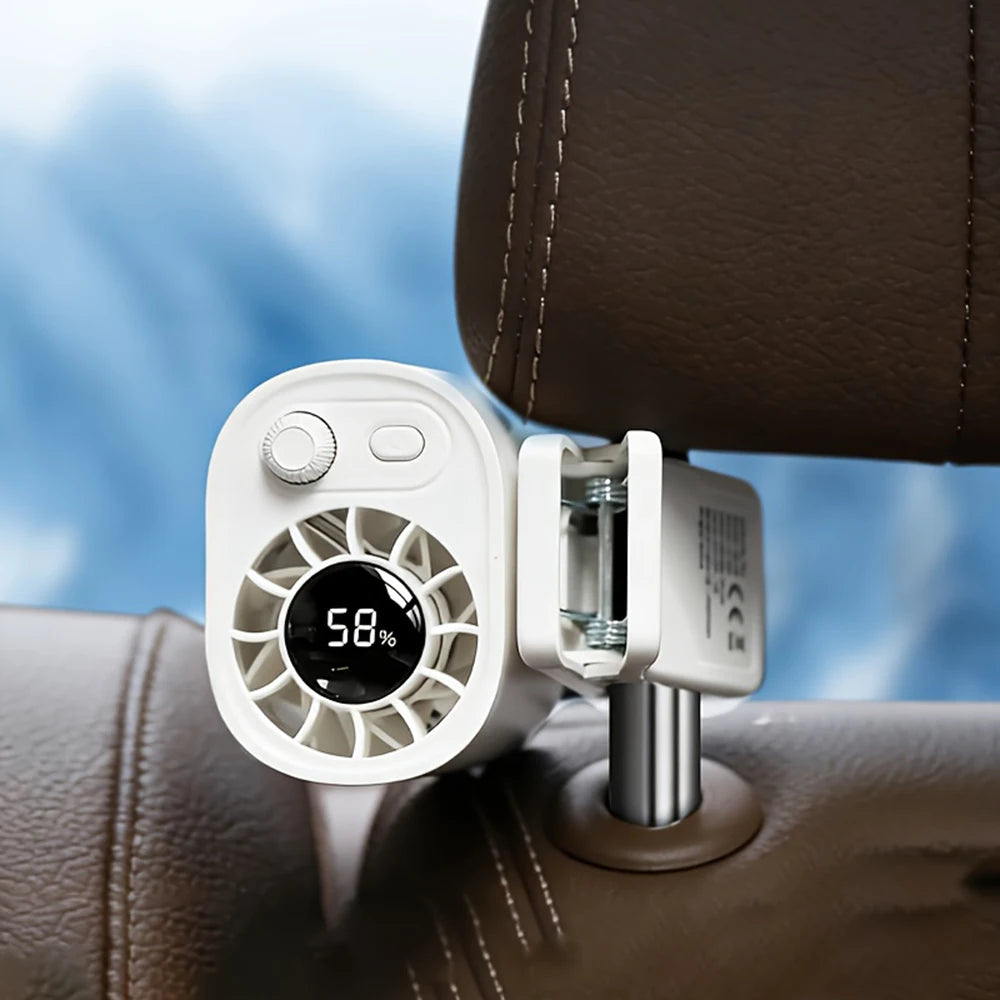1400mAh USB Clip Fan With LED Screen, 100 Levels Rechargeable, Hands-Free Fan, Rechargeable Multifunctional Personal Fan Car Fan