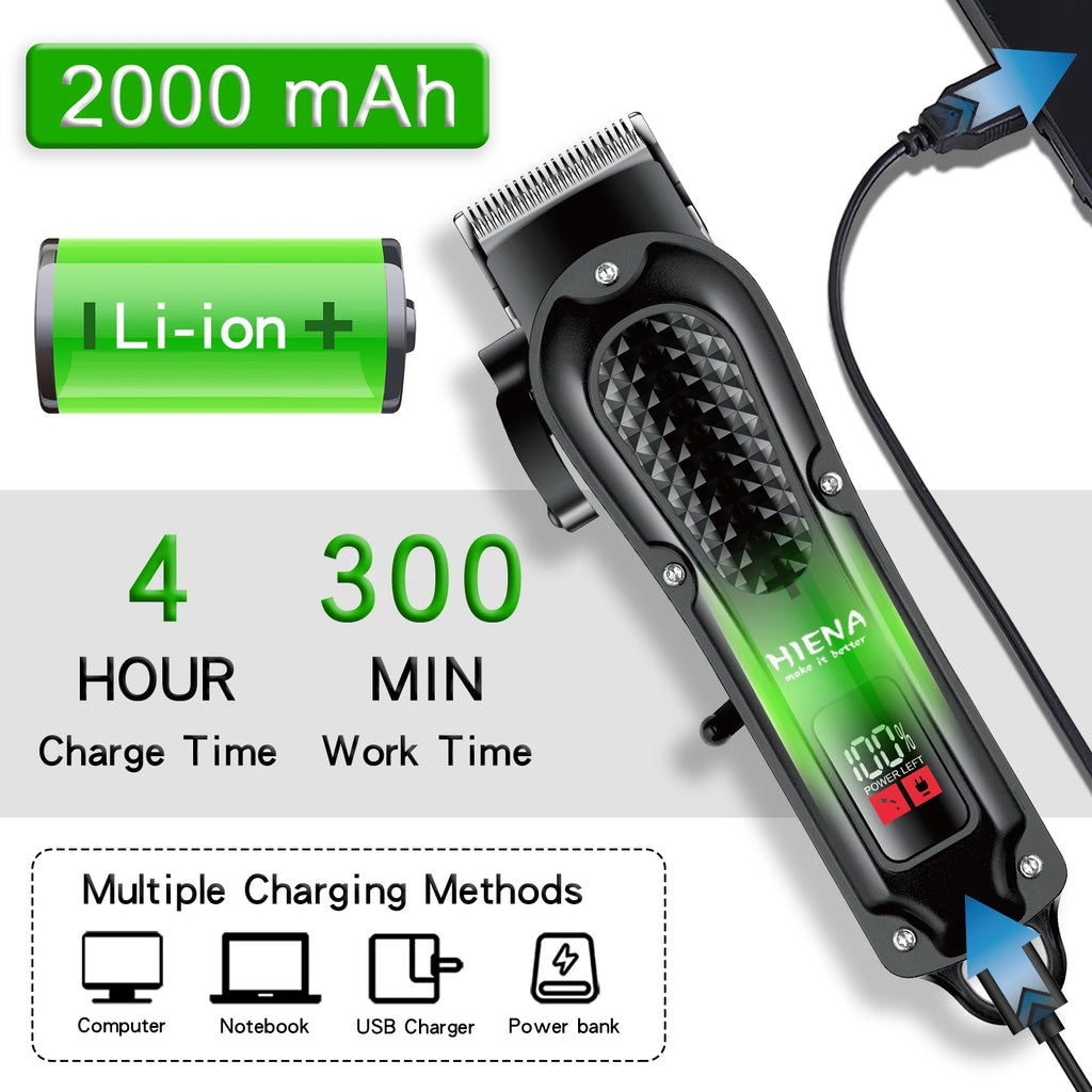 Hiena 212 Professional Hair Cutter Mans Hair Clipper Set Metal Electric Cordless Hair Trimmer for Barber LCD Display Hair Cutt