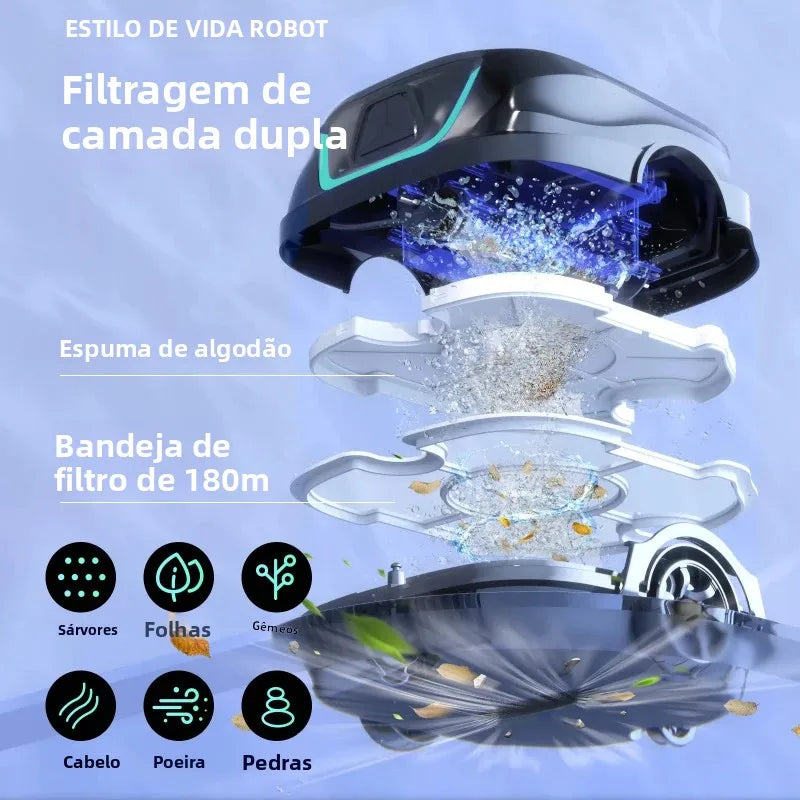 Swimming Pools Vacuum Cleaner Wireless for Floor Smart Cleaning Robot Auto-Parking Dual-layer Filtration120mins Running Time