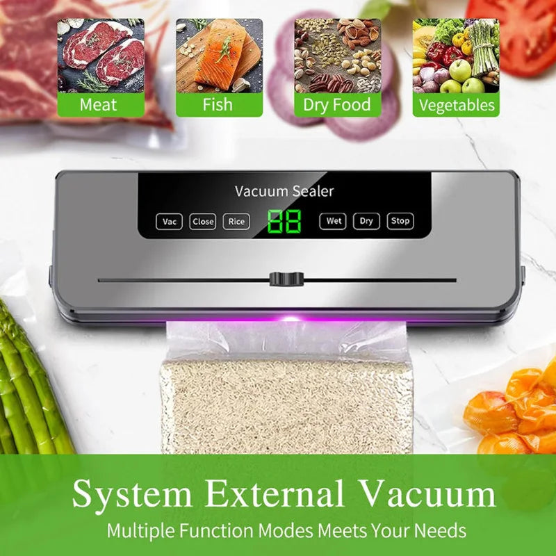 Mi Electric Vacuum Sealer Machine Dry/Wet Food Packaging Vacuum Sealing BagsFood Storage Vacuum Packaging Machine for Kitchen