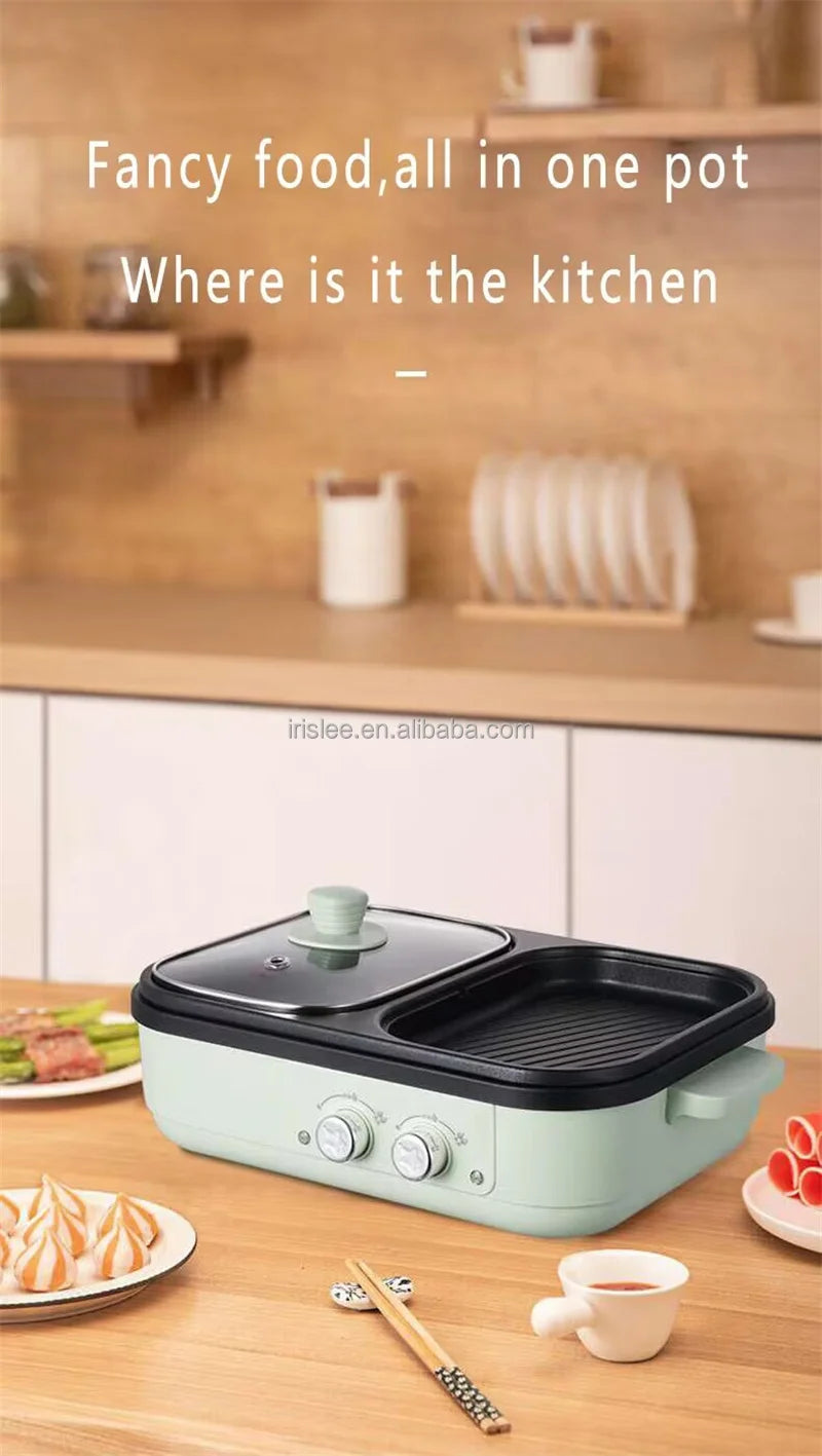 High Quality 2 in 1 Barbecue Cooking Pot Multi Functional Frying Pan Electric Hot Pot