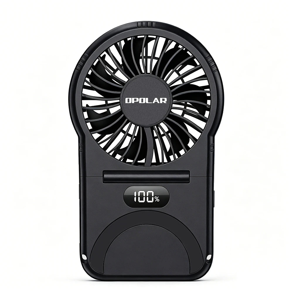 OPOLAR Portable Handheld Mini Fan Foldable Neck Hanging Fans 5 Speed USB Rechargeable Fan,LED Display Handheld & Desk Fan 2000mA
