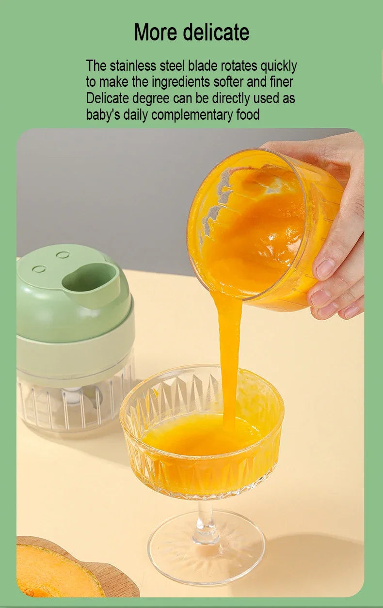 6 in 1 Electric Food Processor Vegetable Cutter Garlic Masher Wireless Grinder Handheld Blender Auto Slicer Kitchen Accessories