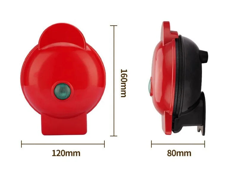 110V Heart Waffle Maker Mini Cake Maker Double-Sided Heating Doughnut Portable Breakfast Machine Breakfast Mold Kitchen Supplies