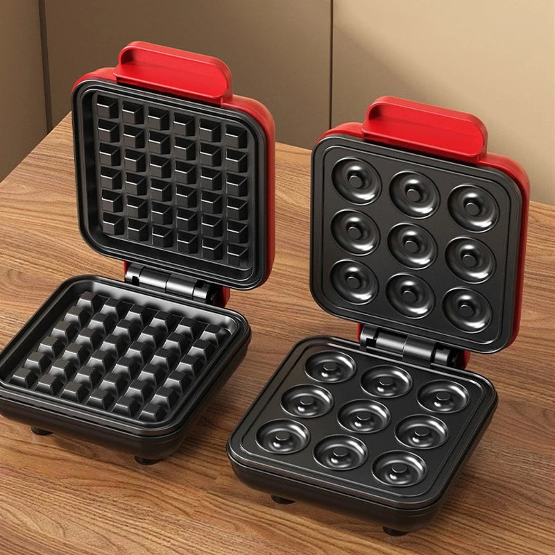 110V Donut Cake Baking Tray Household Breakfast Electric Baking Pan, Fully Automatic Multifunctional Mini Waffle Biscuit Machine